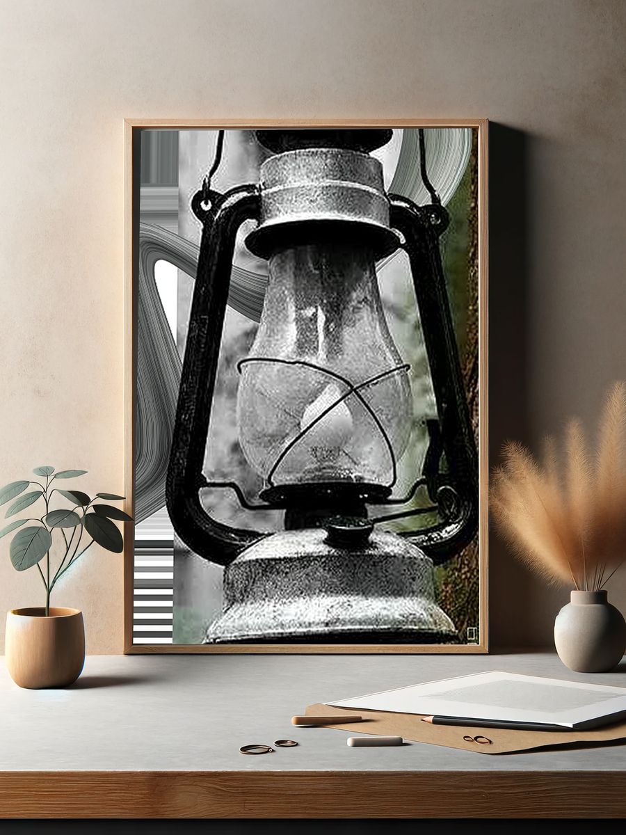 Rustic Lantern Photography Poster. — room view 2