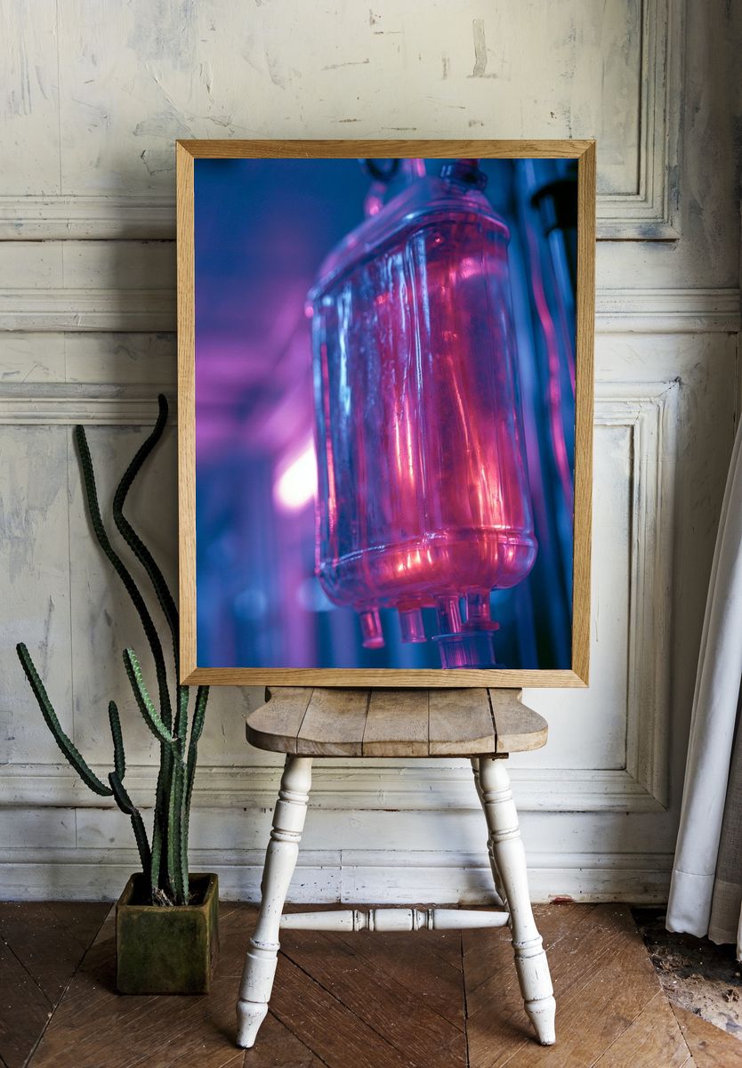 Neon IV Drip Photography Poster. room preview