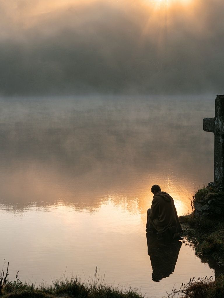 Misty Lake Cross Photography Poster. poster — photography art