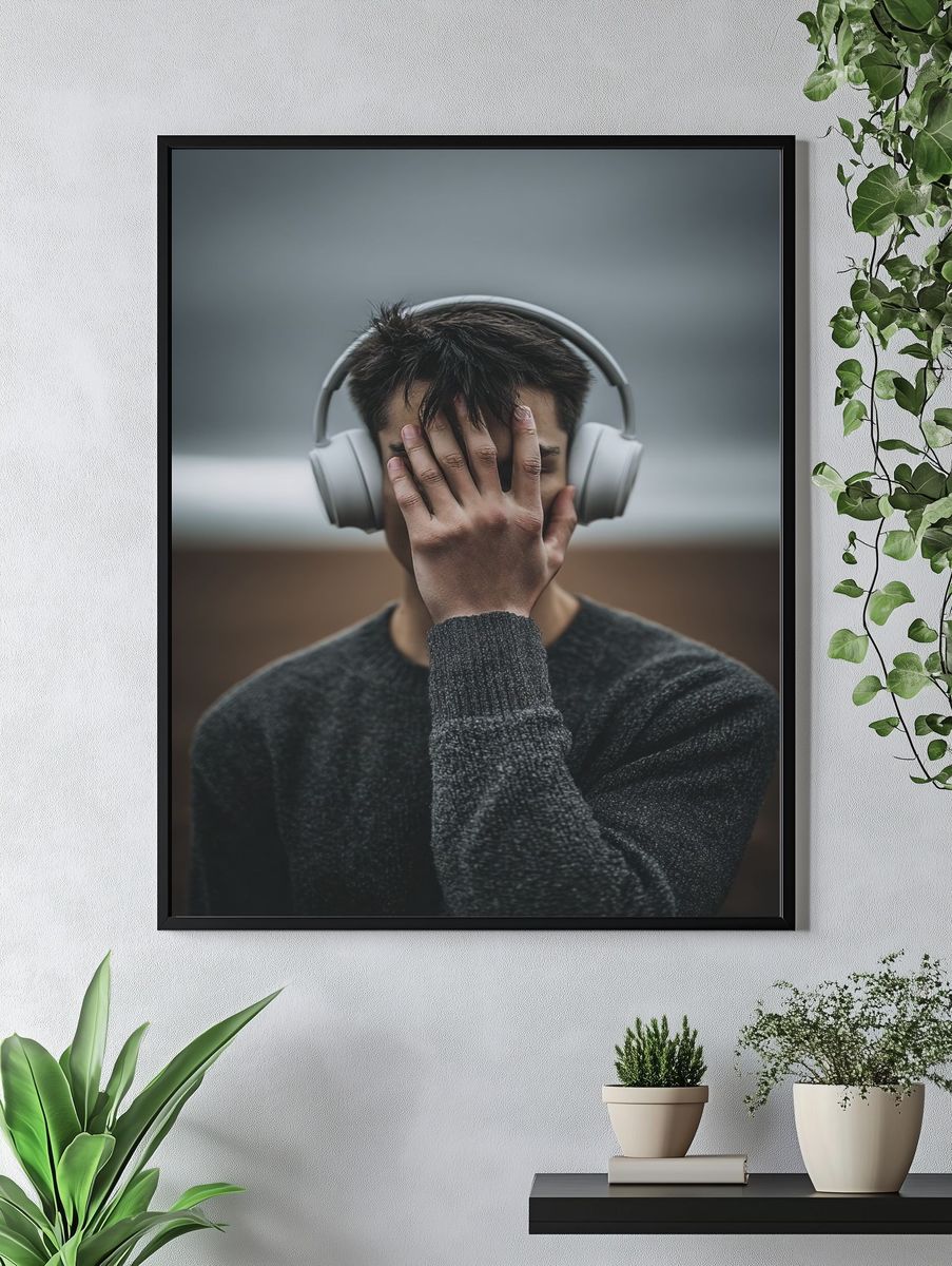 Headphone Portrait Photography Poster. — room view 4