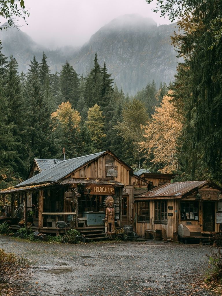 Misty Forest Cabin Photography Poster. poster detail