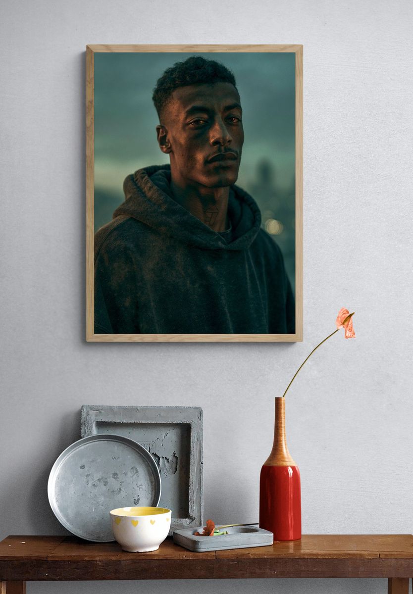Moody Urban Portrait Poster. — room view 3
