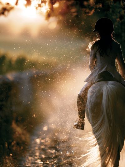 Golden Horseback Ride Photography Poster.