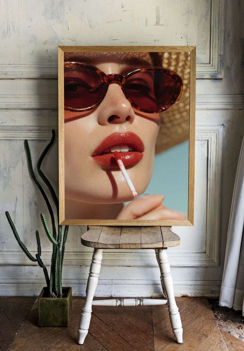 Red Lip Portrait Photography Poster. room preview