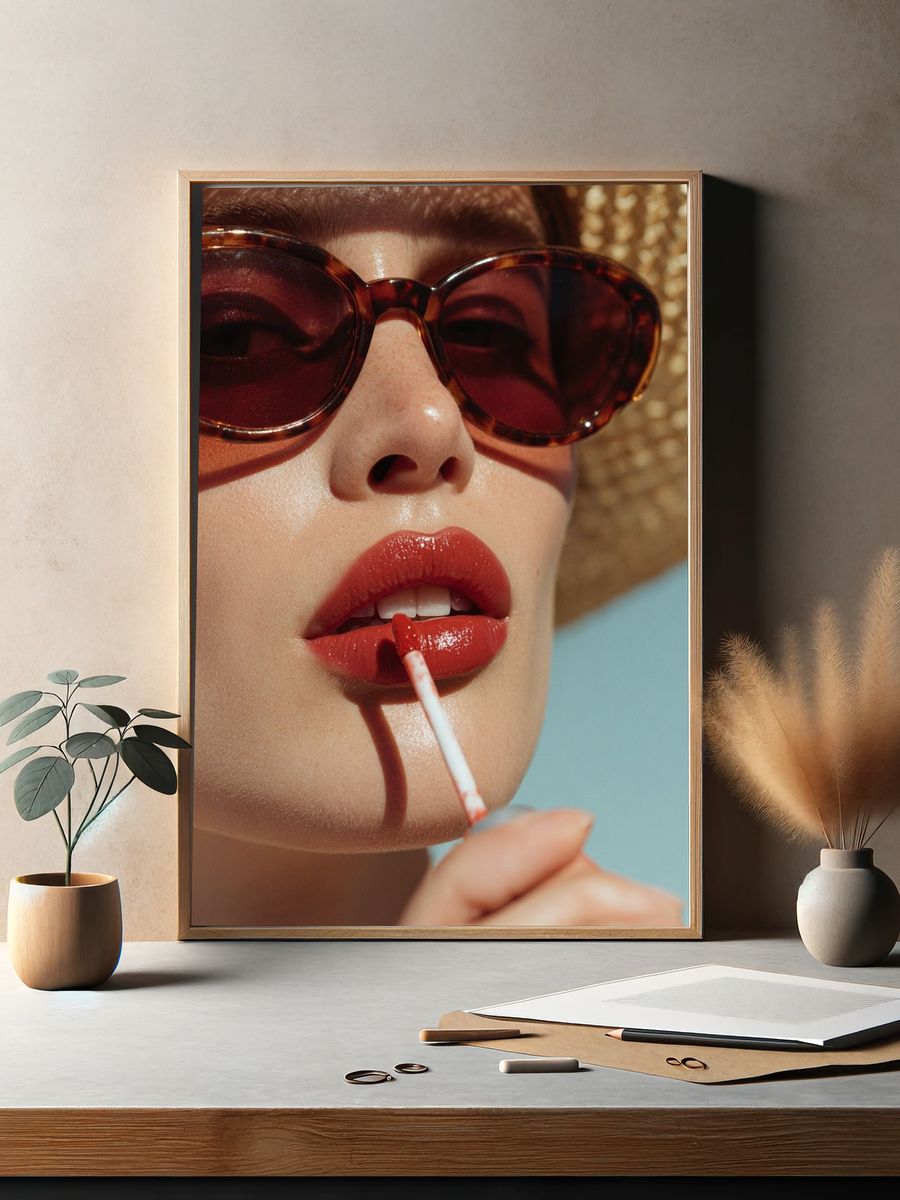 Red Lip Portrait Photography Poster. — room view 2