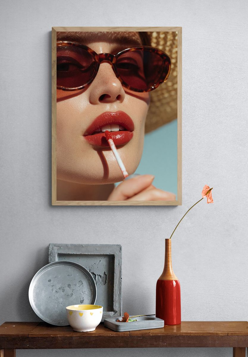 Red Lip Portrait Photography Poster. — room view 3