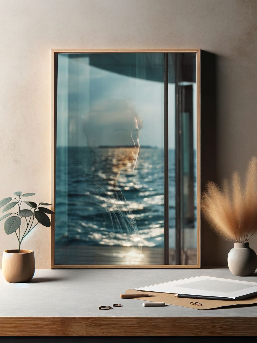 Seaside Reflection Photography Poster. — room view 2