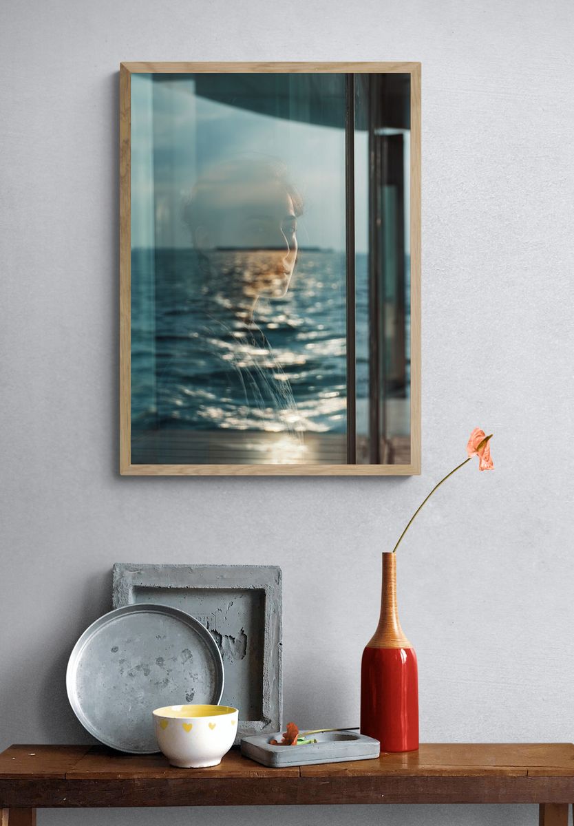 Seaside Reflection Photography Poster. — room view 3