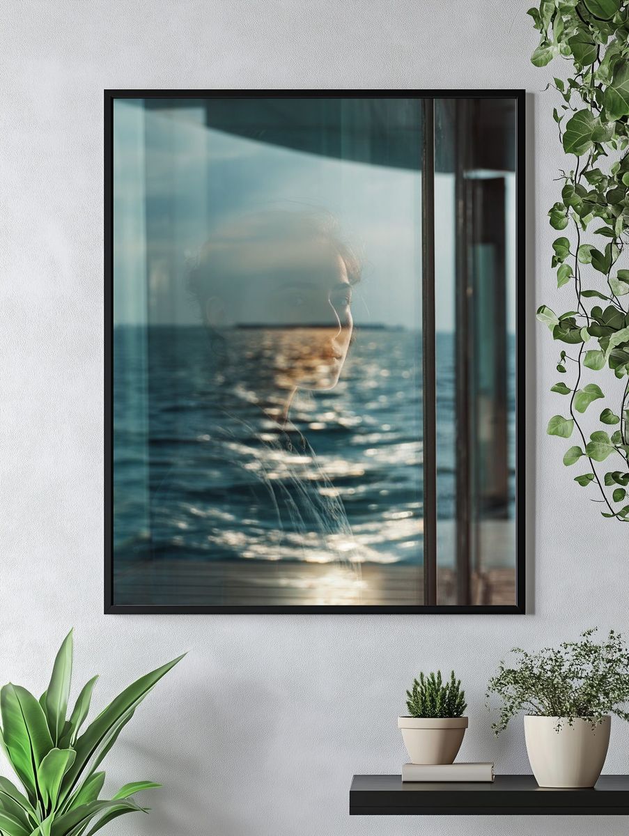 Seaside Reflection Photography Poster. — room view 4