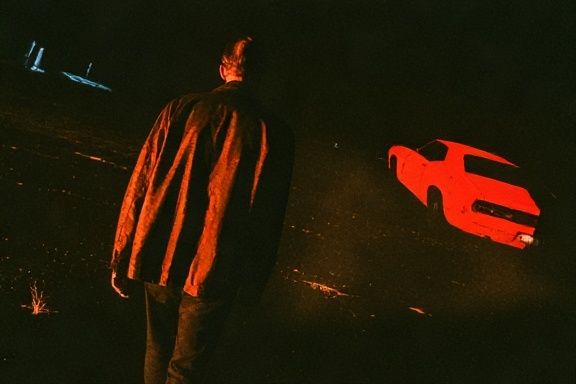 Neon Night Car Scene Poster. poster — photography art