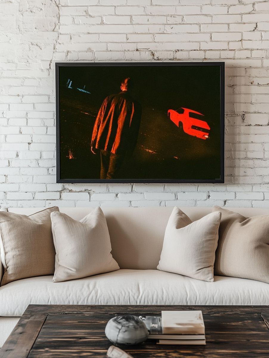Neon Night Car Scene Poster. — room view 1