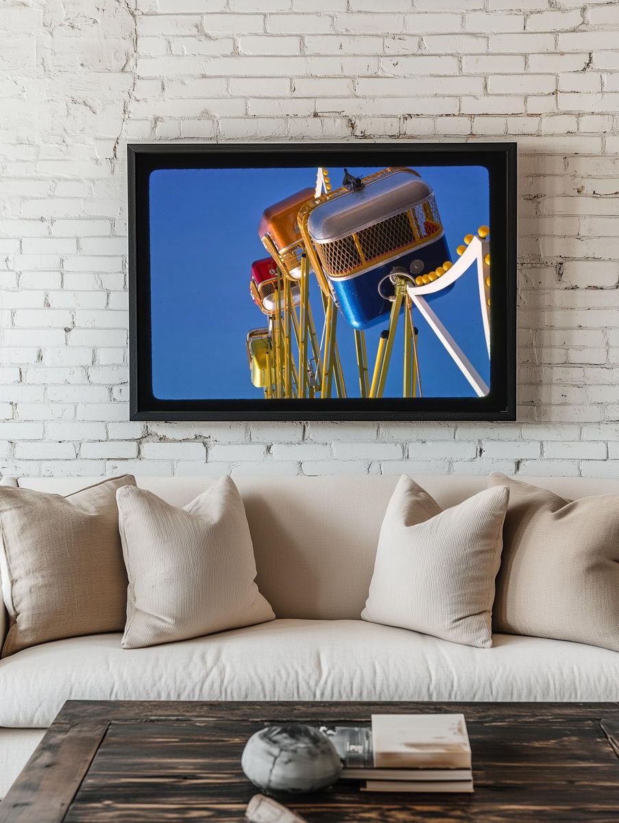 Ferris Wheel Against Blue Sky Poster. — room view 1