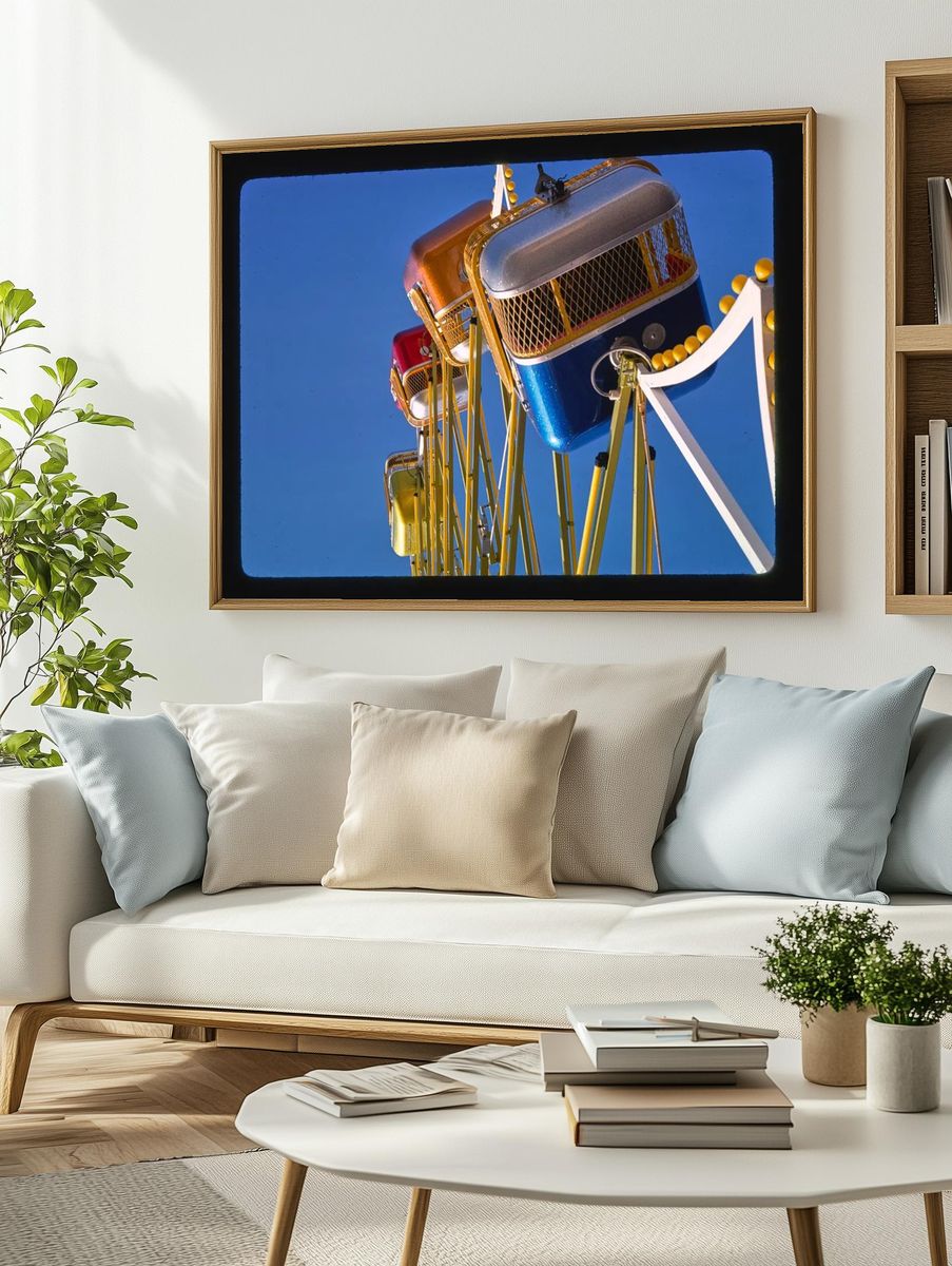 Ferris Wheel Against Blue Sky Poster. — room view 2