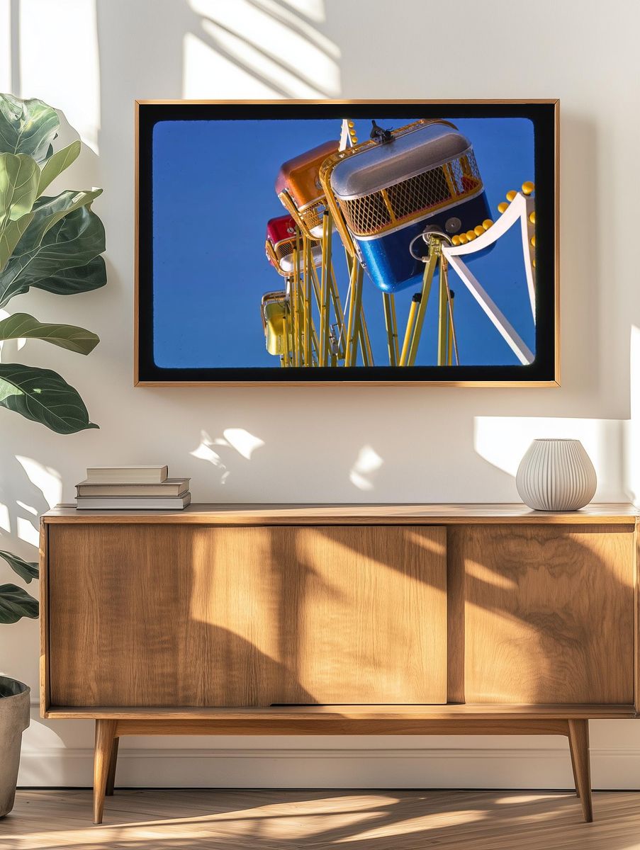 Ferris Wheel Against Blue Sky Poster. — room view 3