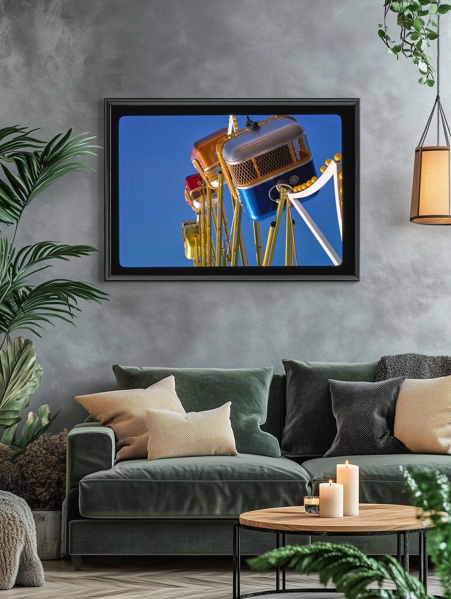 Ferris Wheel Against Blue Sky Poster. — room view 4