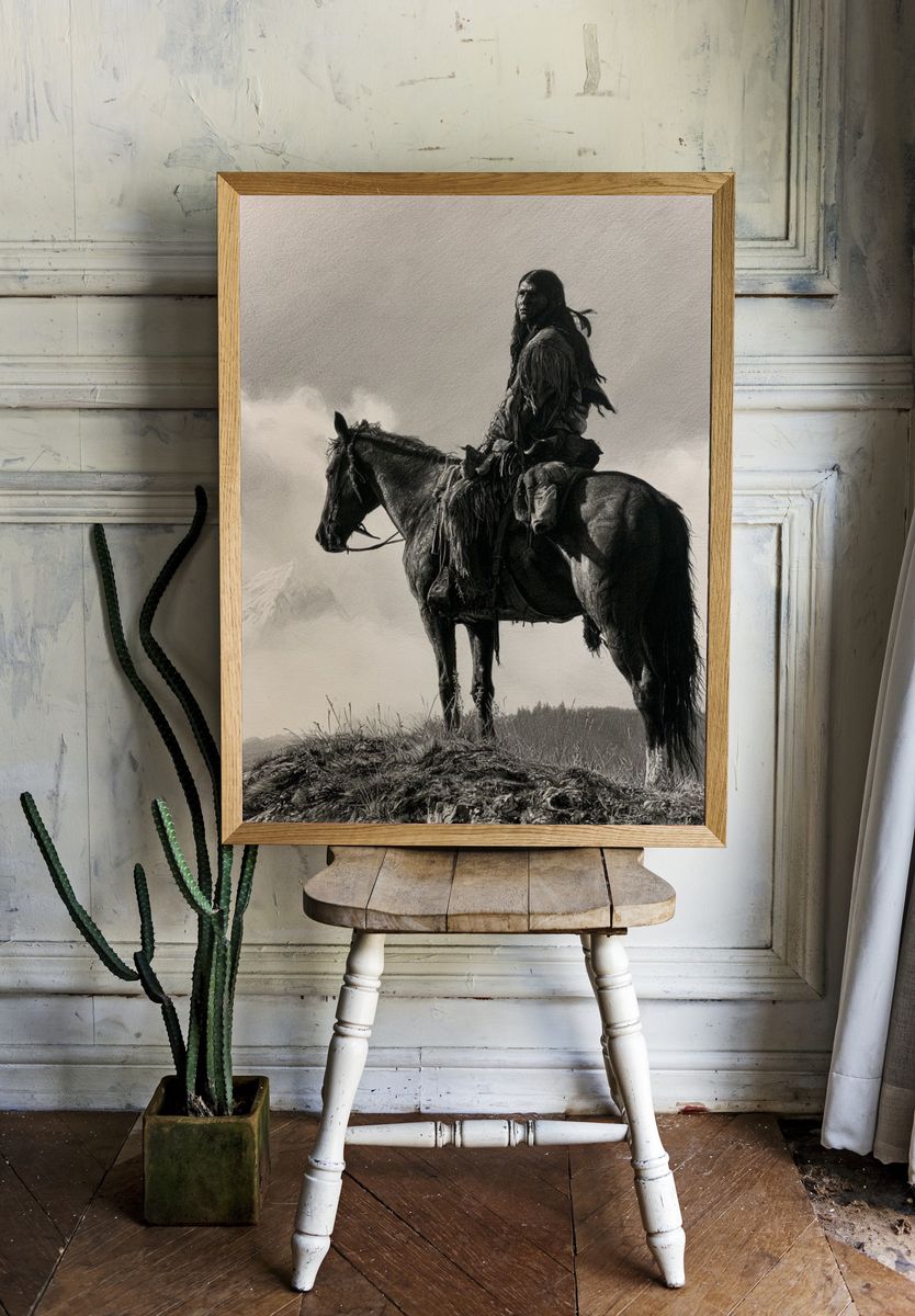 Native Rider Black-White Poster. room preview