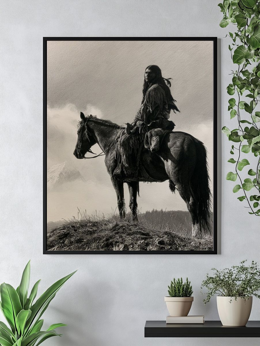 Native Rider Black-White Poster. — room view 4