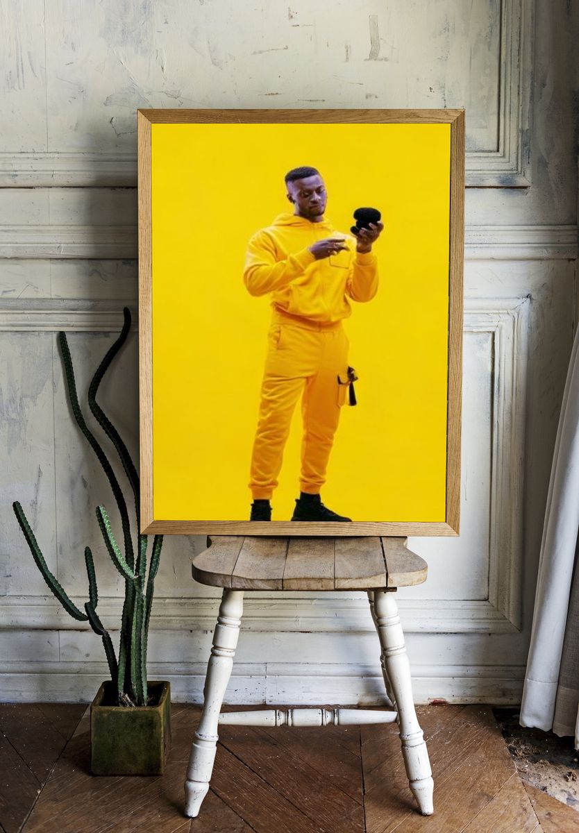 Yellow Studio Portrait Poster. room preview