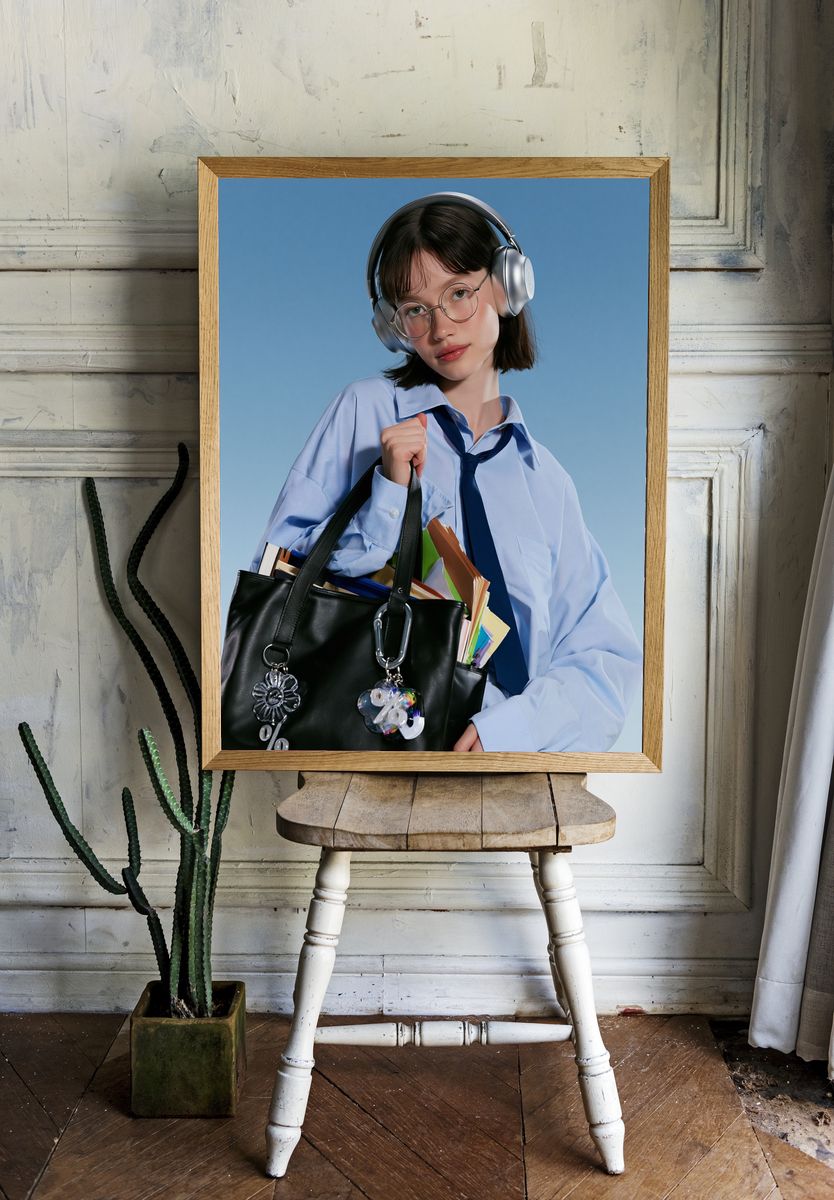 Headphones Portrait Photography Poster. — room view 1