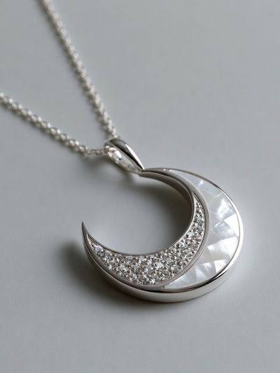 Silver Crescent Necklace Photography Poster.