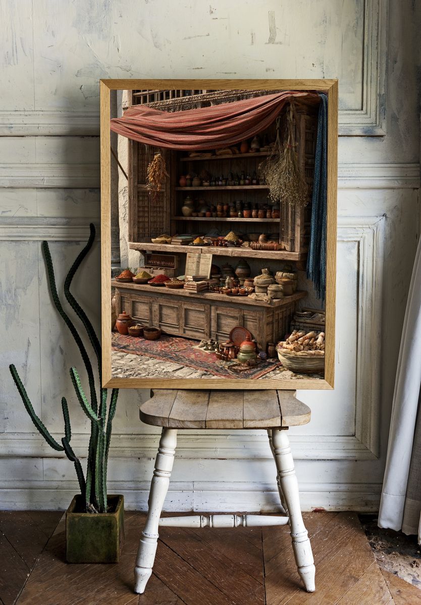 Mediterranean Spice Market Photography Poster. room preview