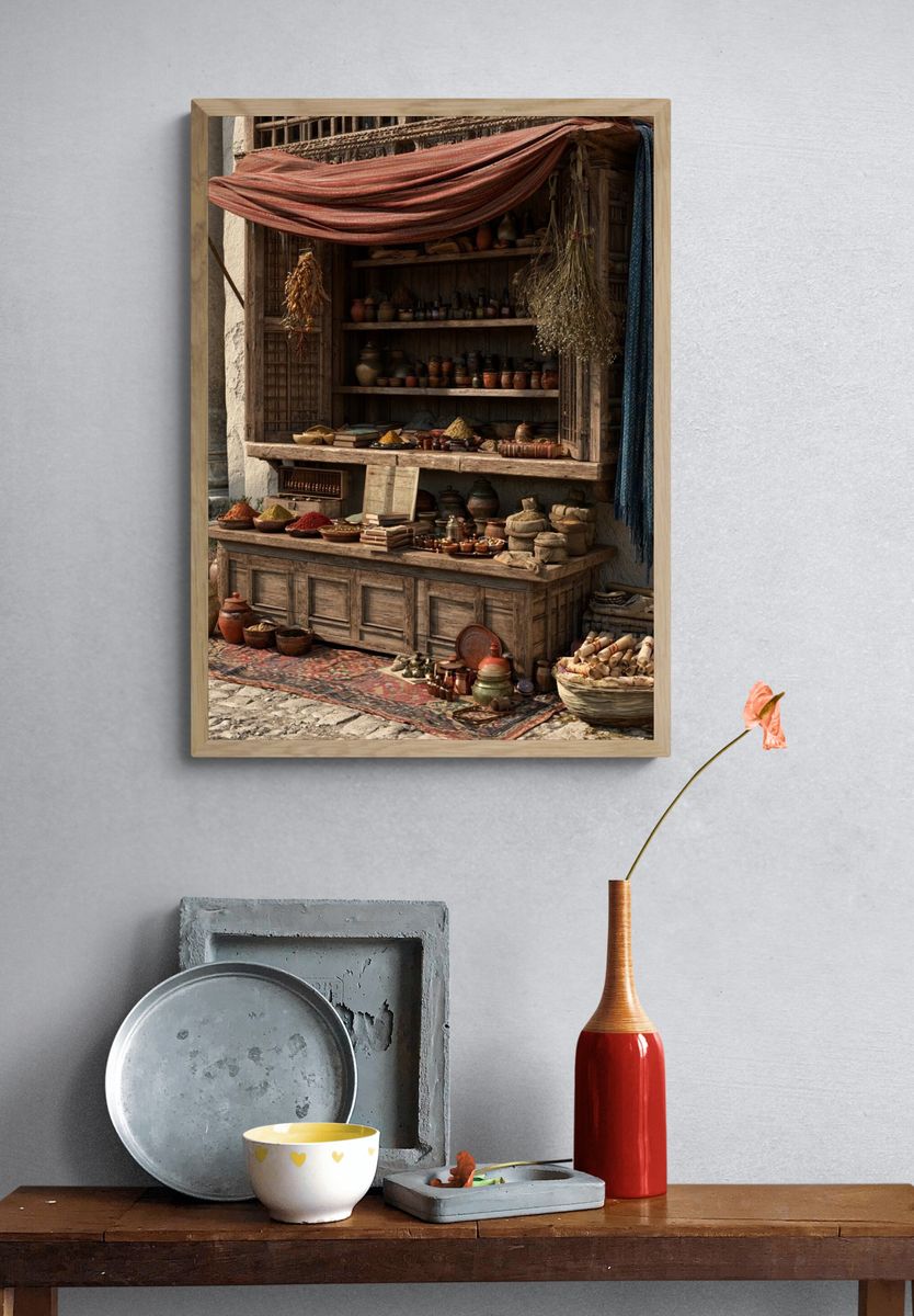 Mediterranean Spice Market Photography Poster. — room view 3