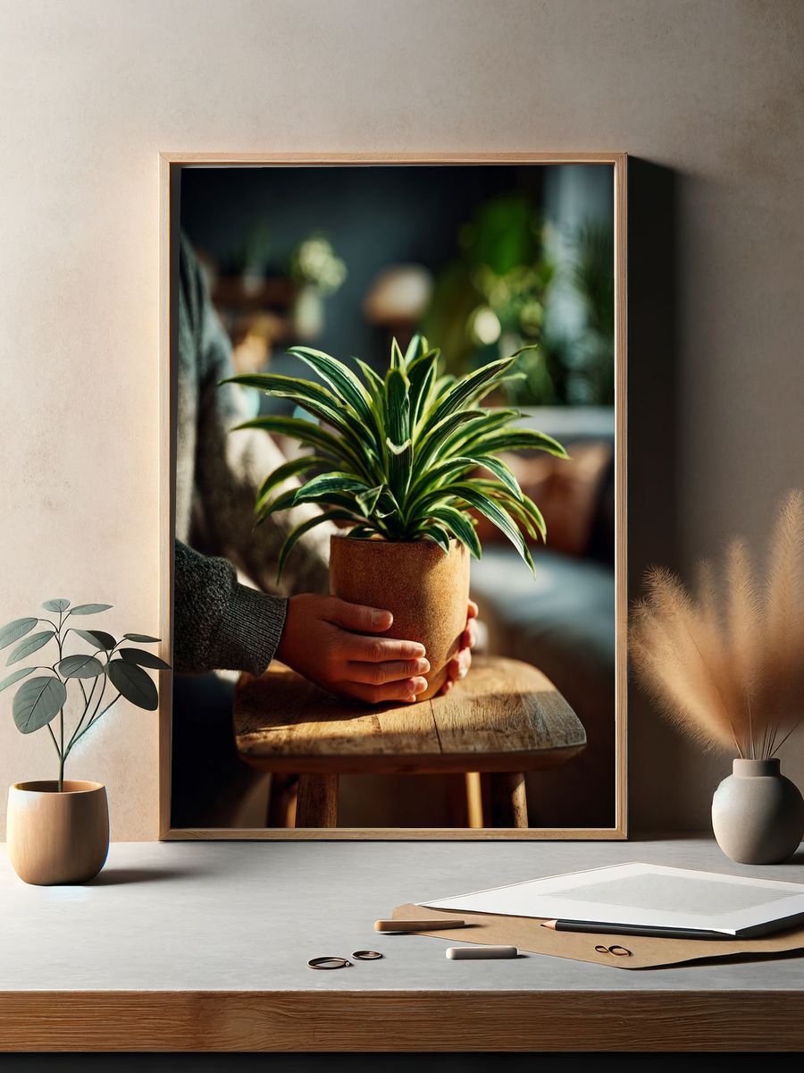 Potted Houseplant Photography Poster. — room view 2