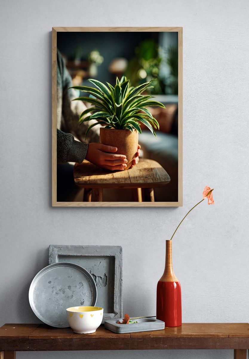 Potted Houseplant Photography Poster. — room view 3