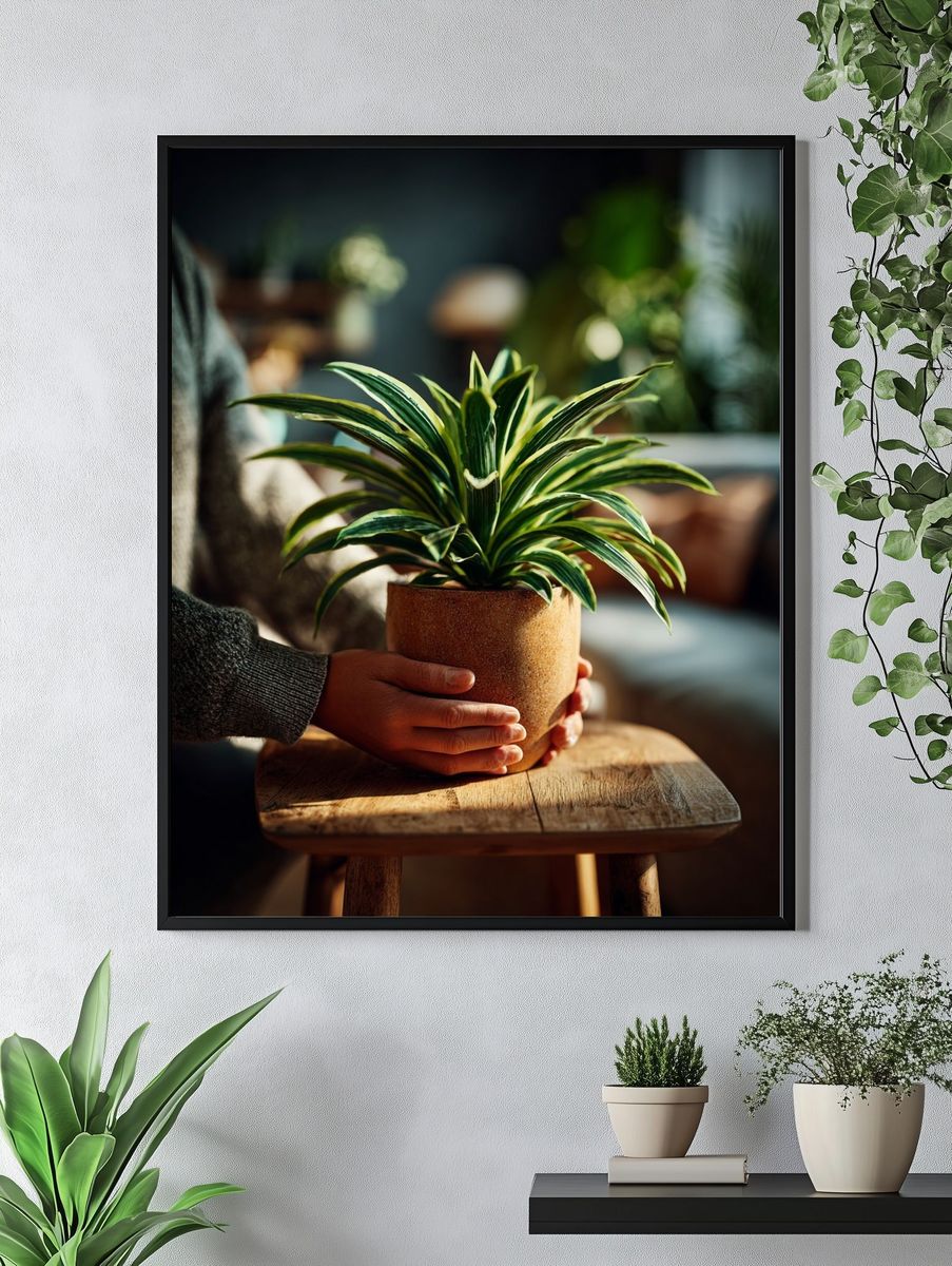 Potted Houseplant Photography Poster. — room view 4