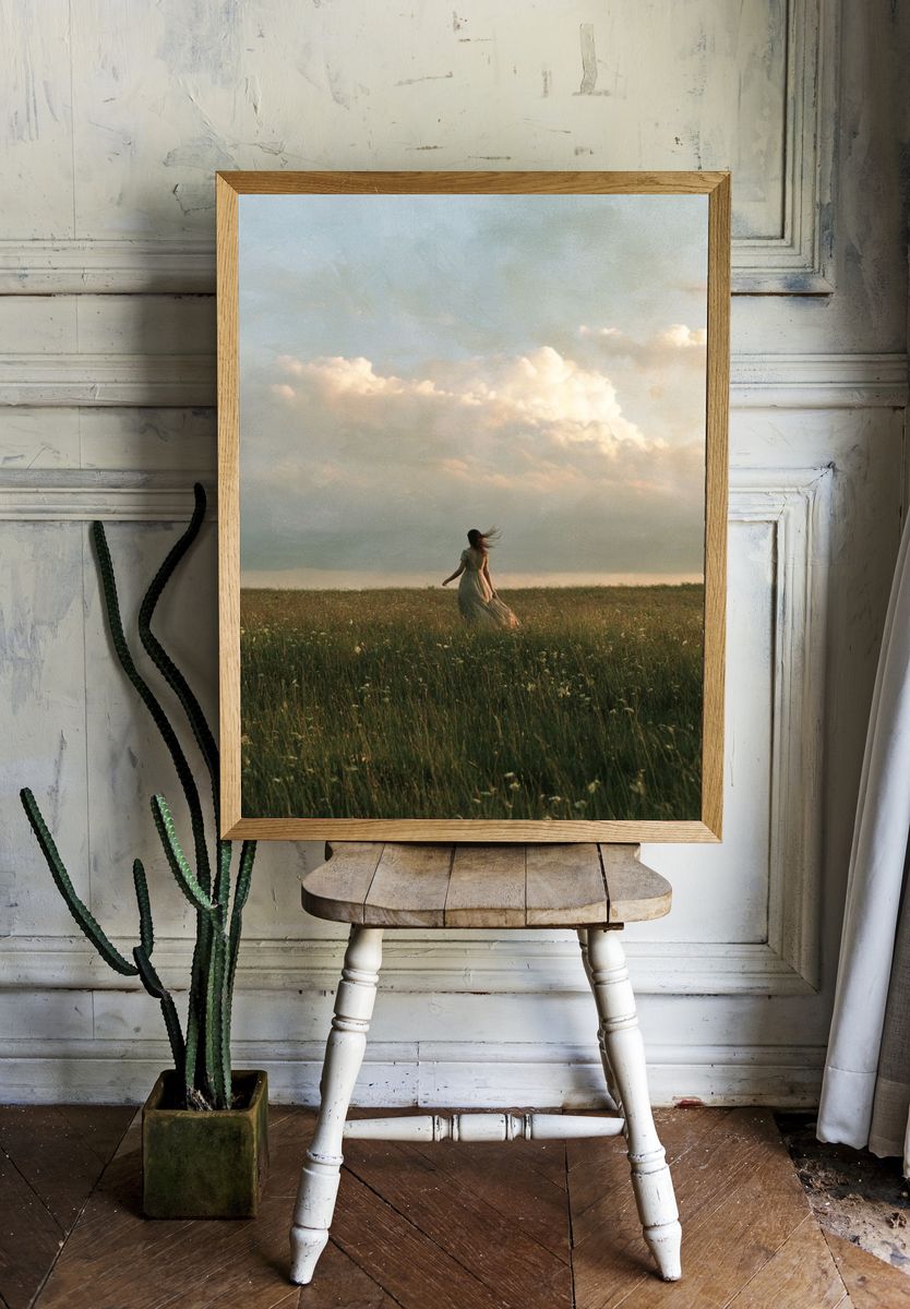 Woman in Meadow Photography Poster. room preview