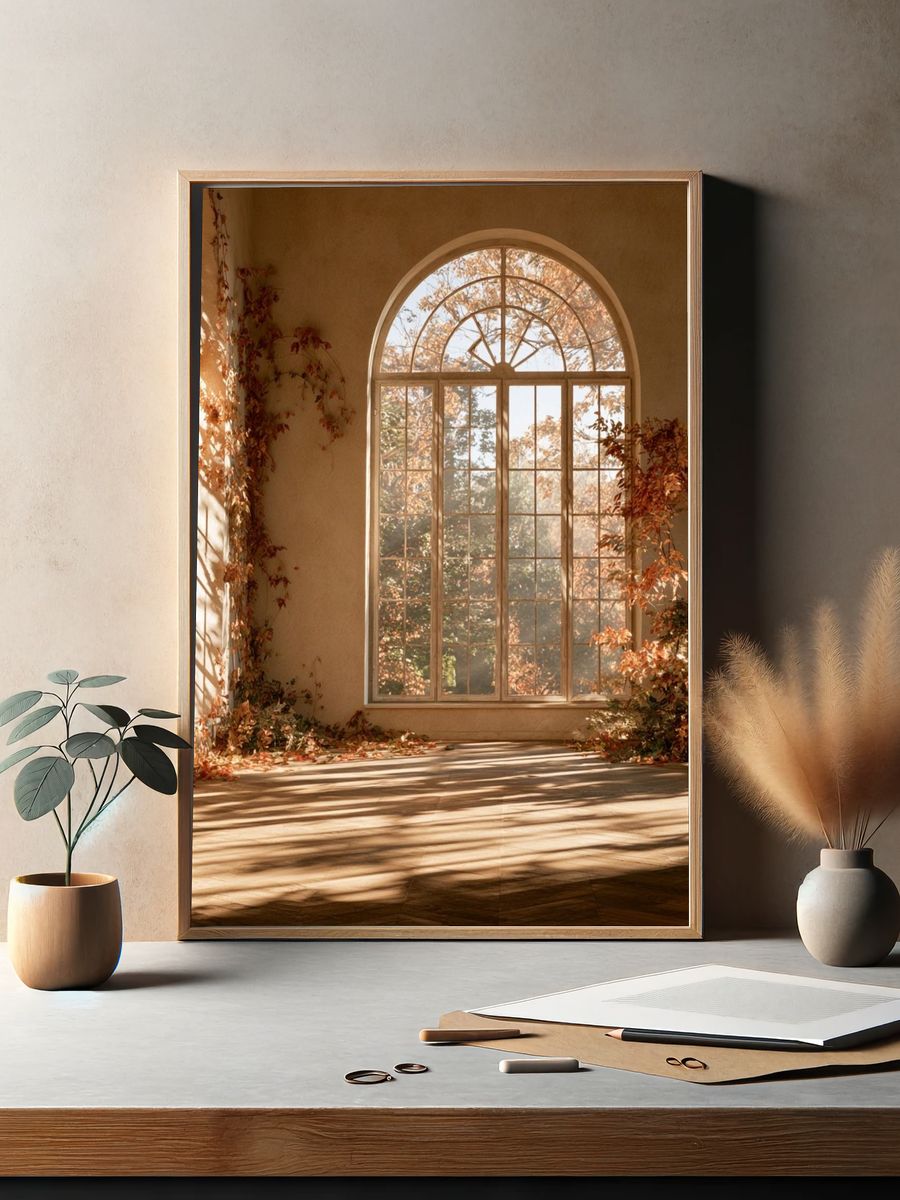 Autumn Sunlit Conservatory Photography Poster. — room view 2