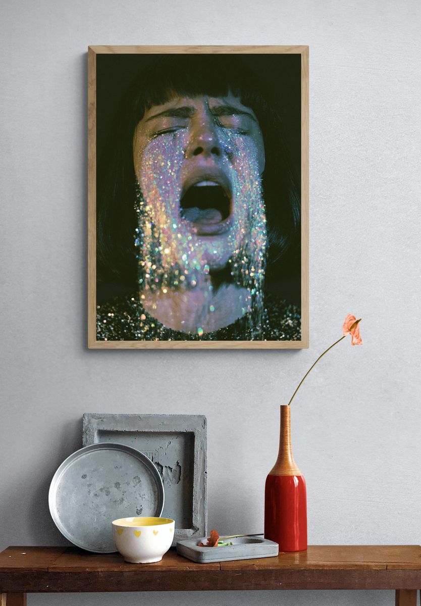 Glitter Scream Portrait Print. — room view 3