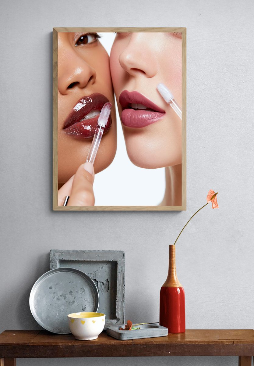 Glossy Lip Makeup Photography Poster. — room view 3