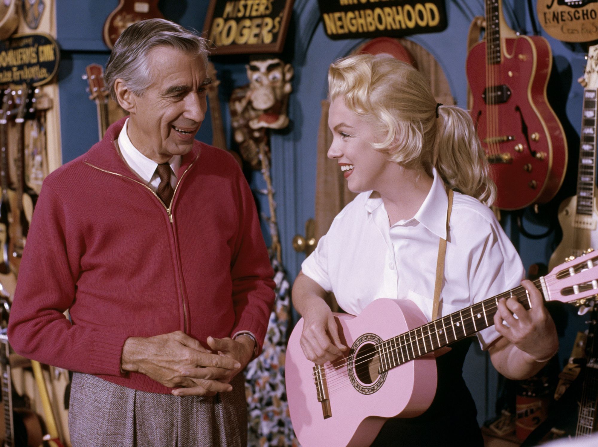 Mister Rogers and Girl with Guitar Poster. poster — photography art