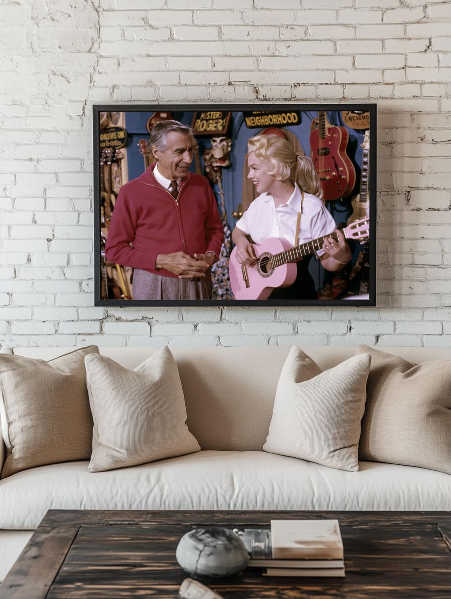Mister Rogers and Girl with Guitar Poster. room preview