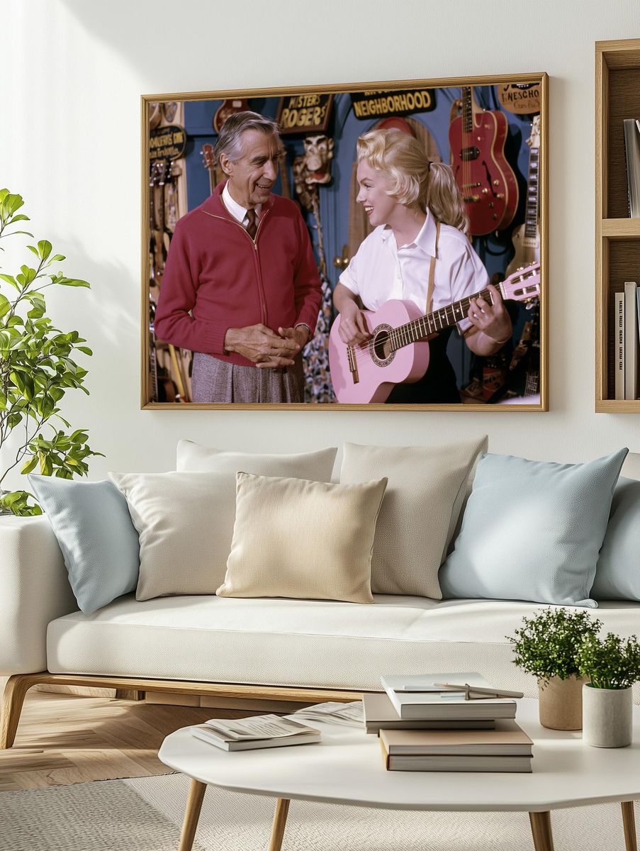Mister Rogers and Girl with Guitar Poster. — room view 2