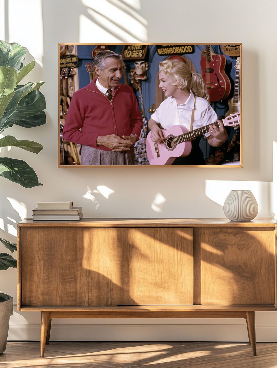 Mister Rogers and Girl with Guitar Poster. — room view 3