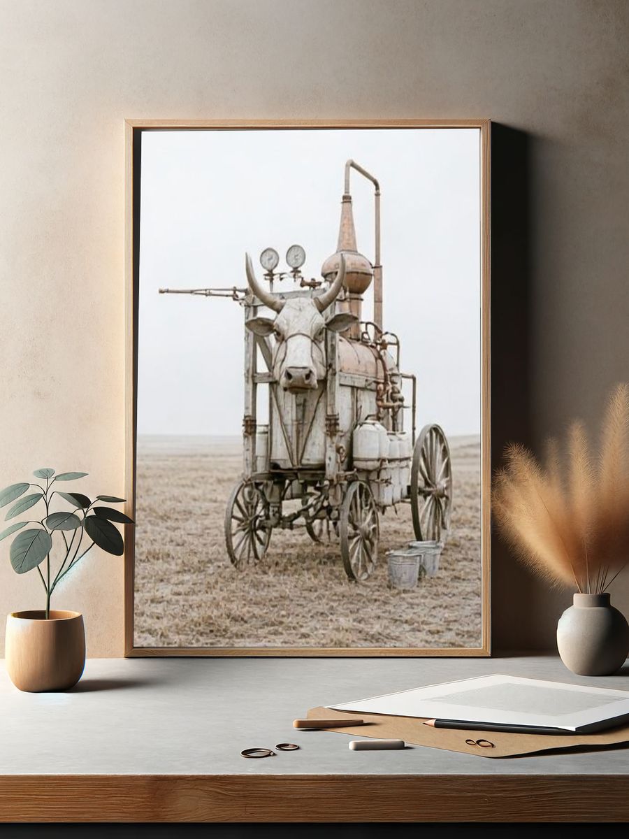 Rustic Ox Cart Photography Poster. — room view 2