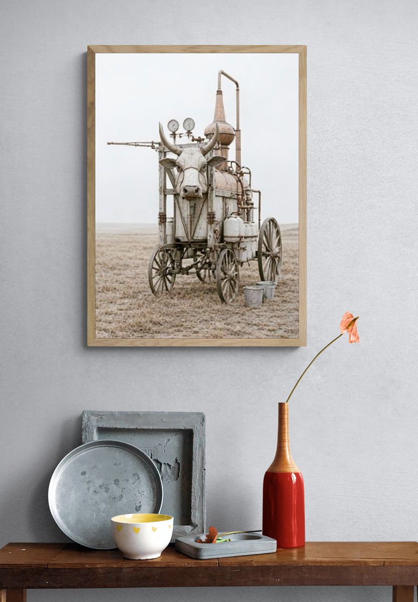 Rustic Ox Cart Photography Poster. — room view 3