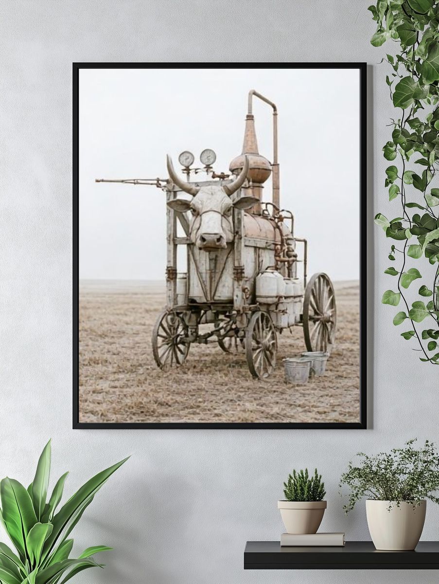 Rustic Ox Cart Photography Poster. — room view 4