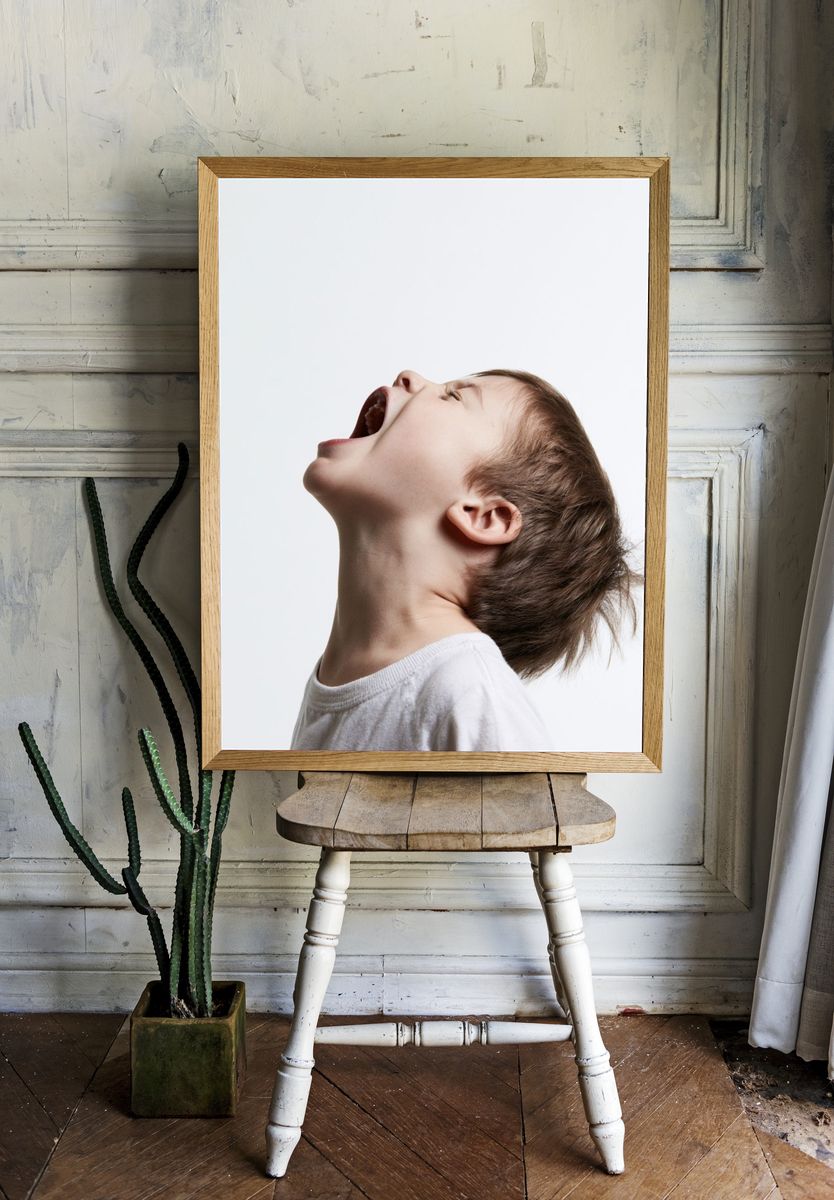 Child Yawning Portrait Print. room preview