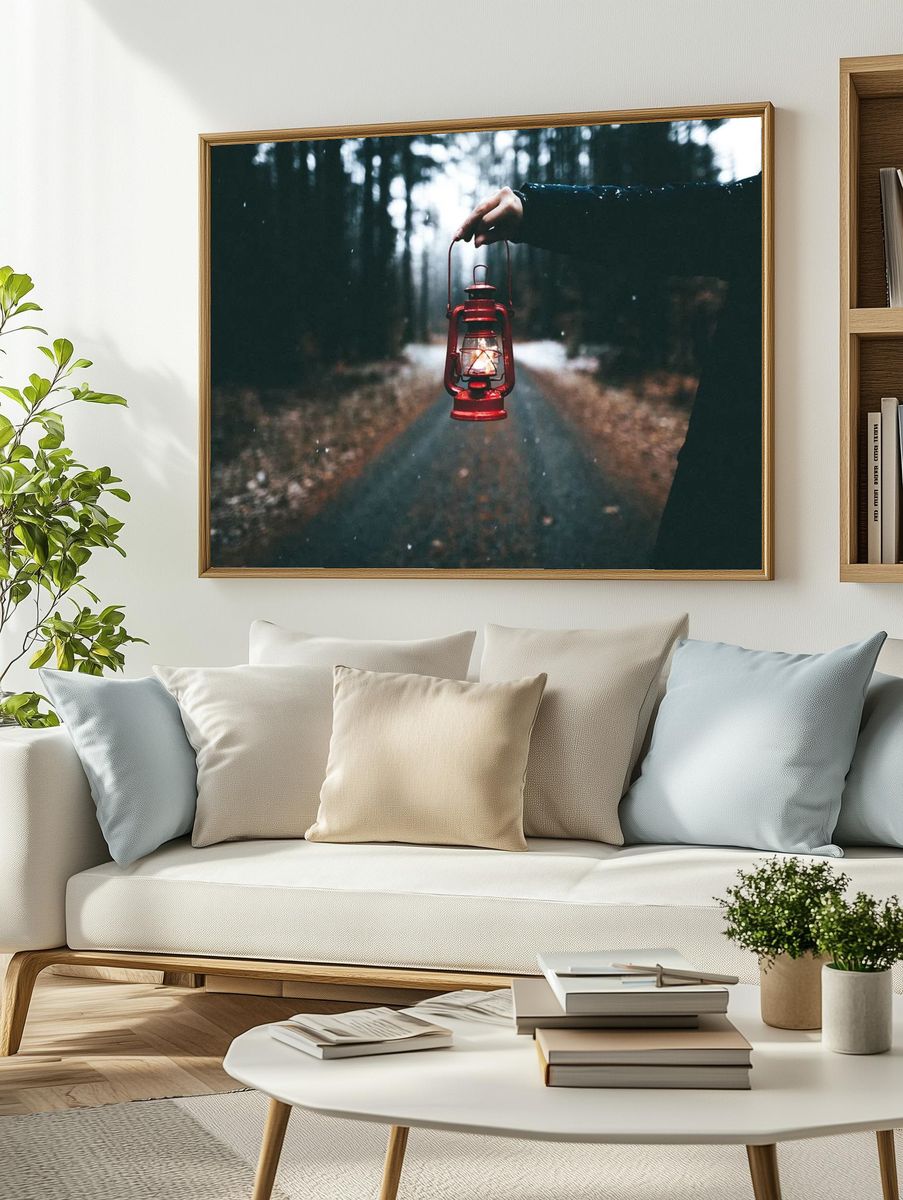 Hand holding lantern adirondack mountains. — room view 2