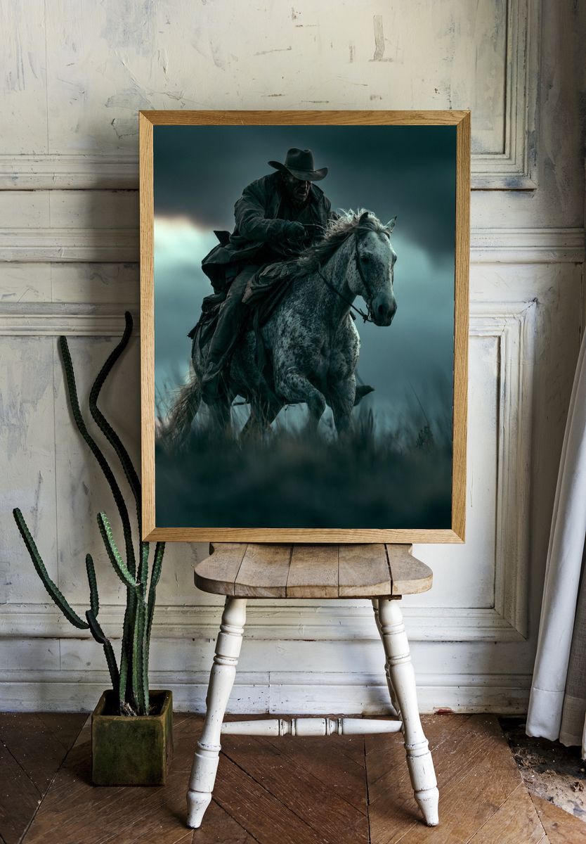 Cowboy on Horse Photography Poster. room preview