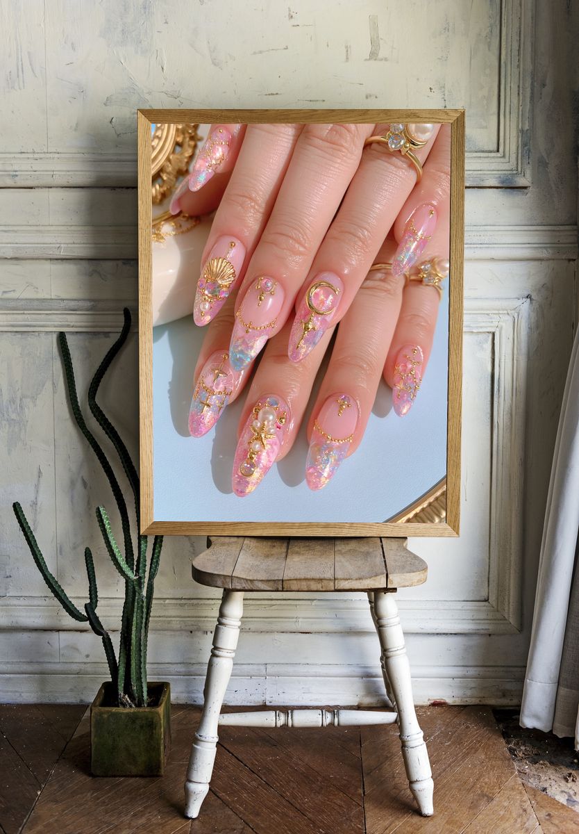 Pastel Celestial Nail Art Photography Poster. room preview