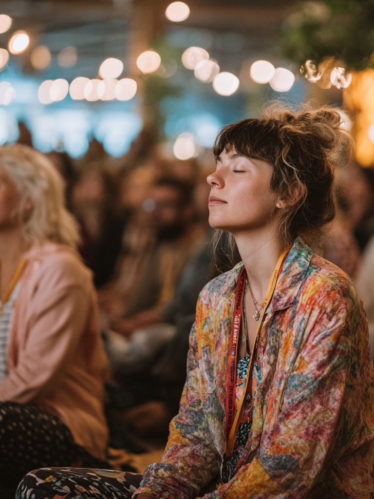 Meditative Festival Crowd Photography Poster. poster — photography art