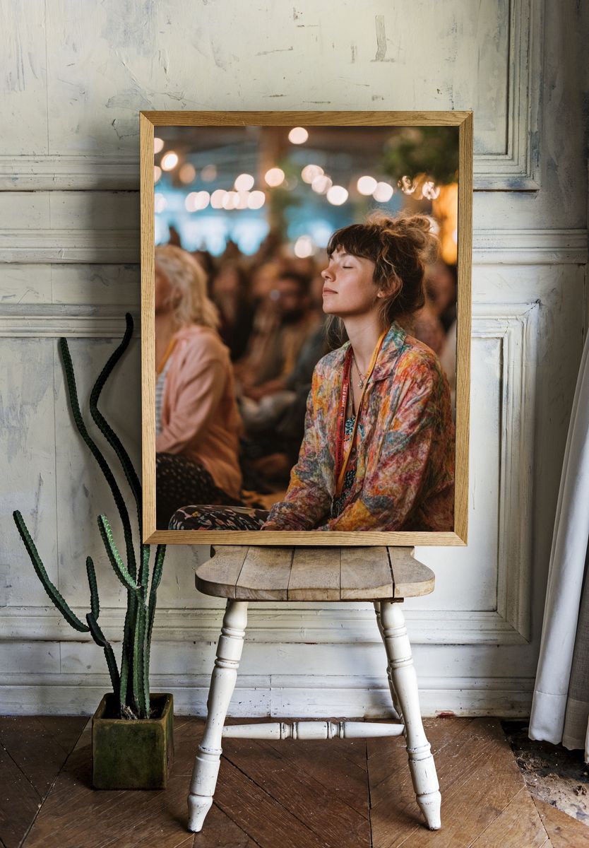 Meditative Festival Crowd Photography Poster. — room view 1
