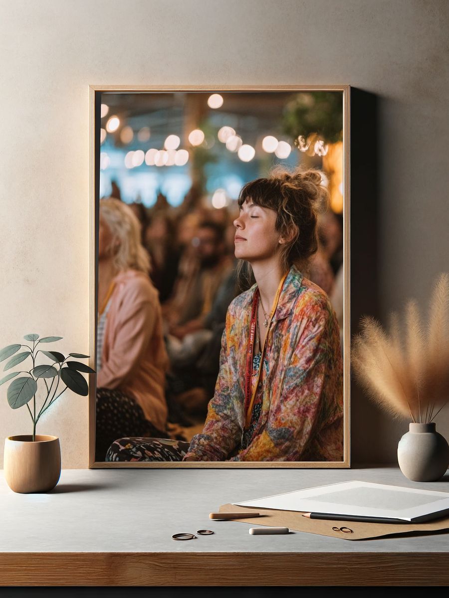 Meditative Festival Crowd Photography Poster. — room view 2