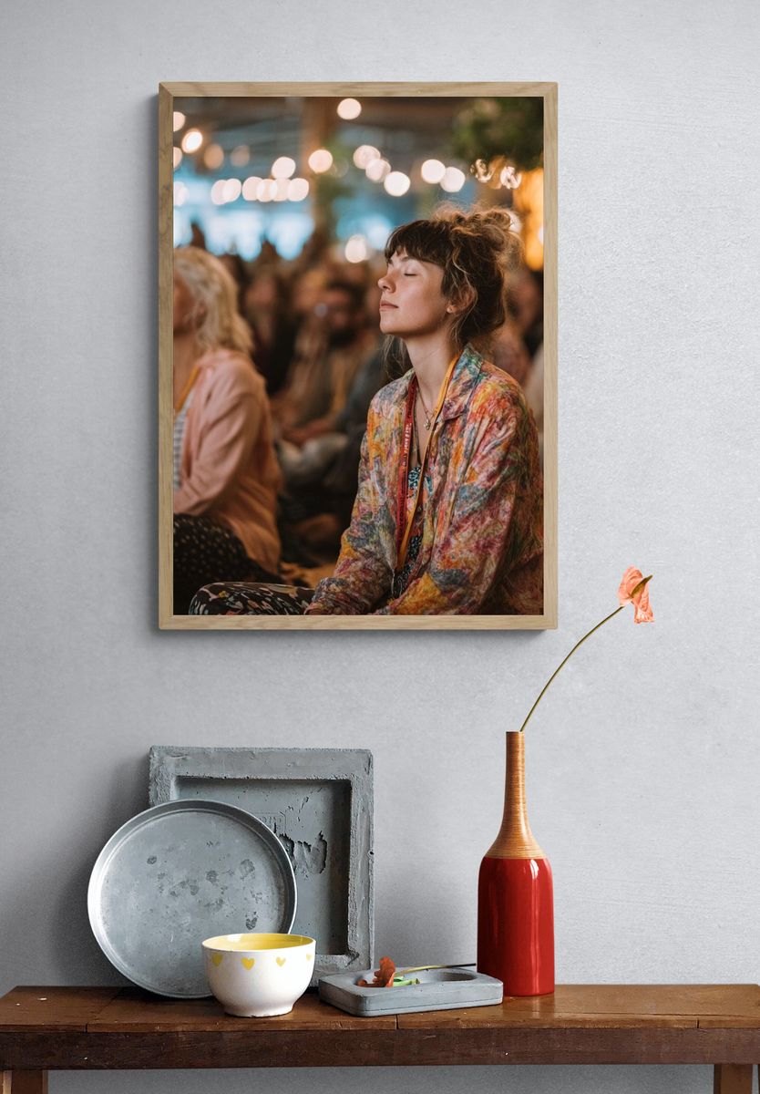 Meditative Festival Crowd Photography Poster. — room view 3