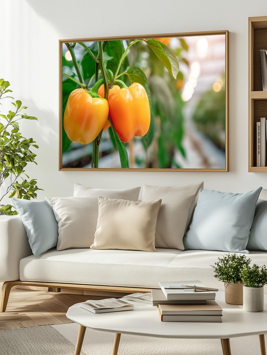Golden Bell Peppers Photography Poster. — room view 2