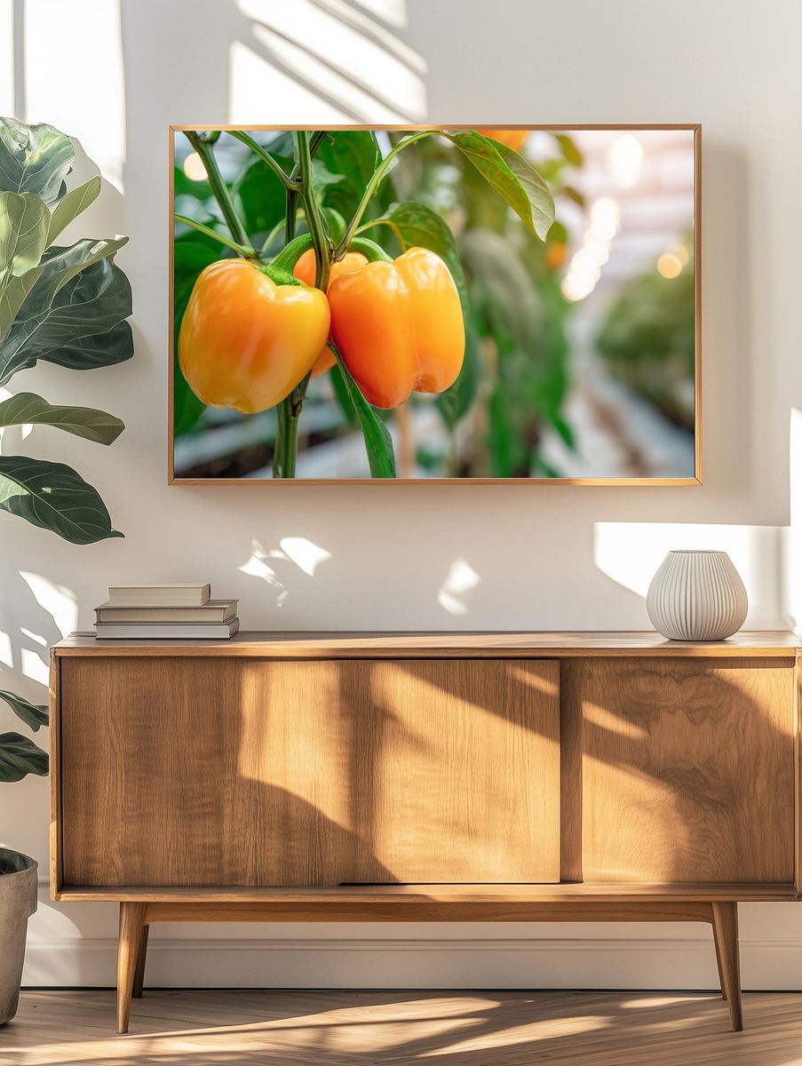 Golden Bell Peppers Photography Poster. — room view 3